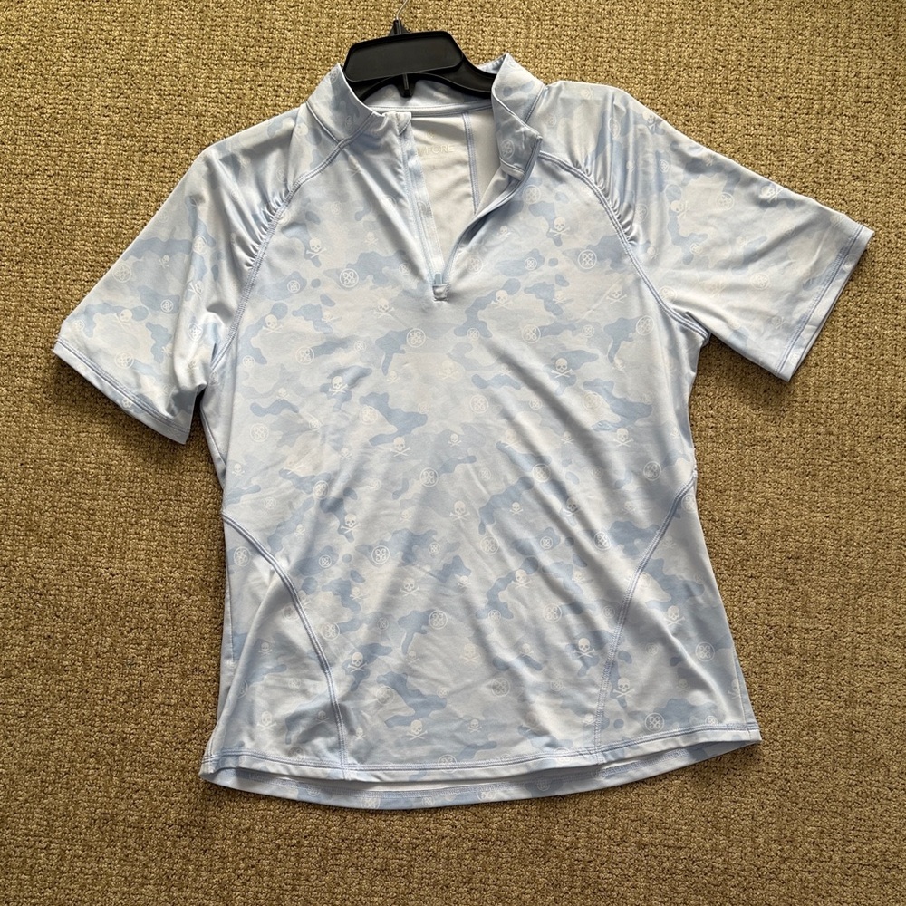 G/FORE Blue & White Camo Skull Print Women’s Top for Golf